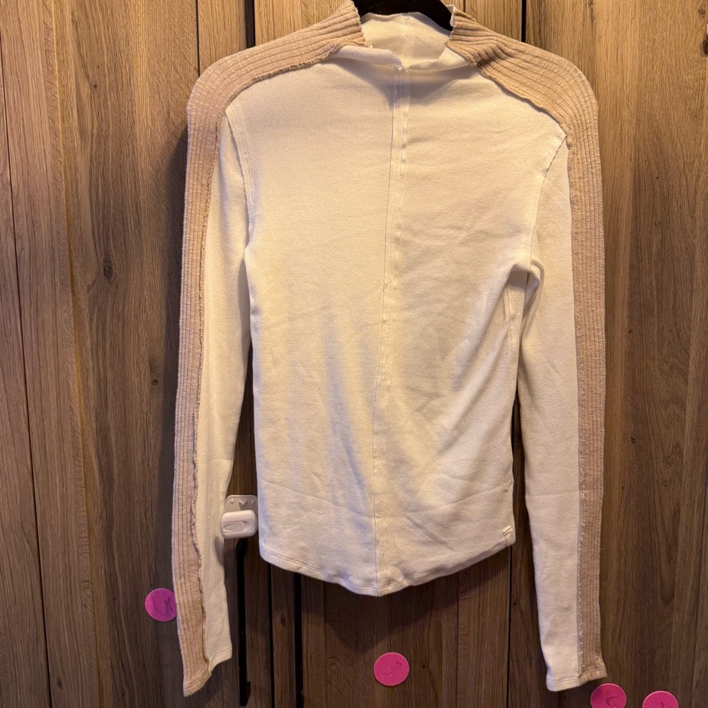 We the Free Mock Neck Long Sleeve Ivory/Beige Size Large